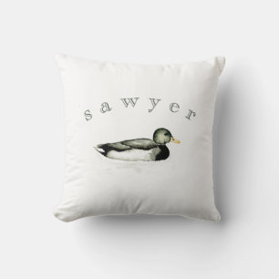 Personalised Mallard Duck Throw Pillow