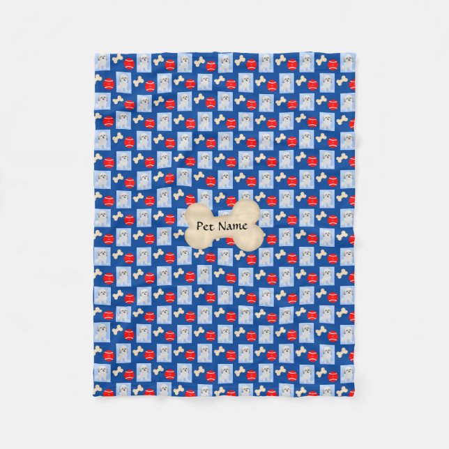 Personalised Malshi Blue Fleece Blanket (Front)