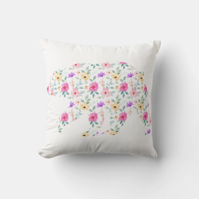 Personalised Mama Bear Floral Mother Mum Mummy  T- Cushion (Front)
