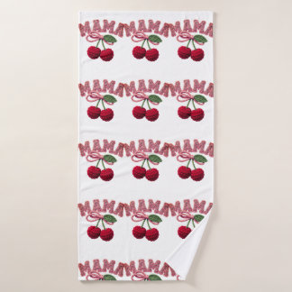 Personalised “Mama” Cherry Print – Funny Kitchen T Bath Towel Set