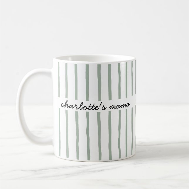 Personalised Mama Custom Child's Name Striped Gift Coffee Mug (Left)