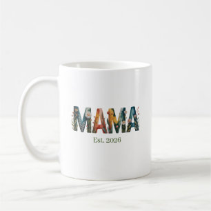 Personalised Mama Est Year Floral Mother Gift Coffee Mug