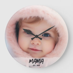 Personalised Mama Established Photo Keepsake Large Clock
