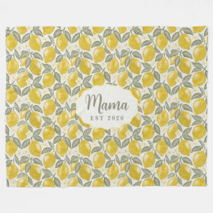 Personalised Mama Lemon Fleece Throw Blanket