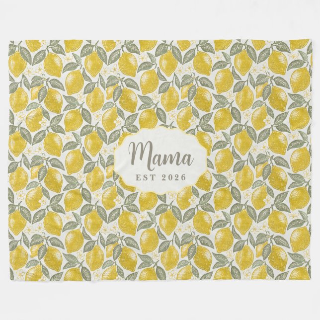 Personalised Mama Lemon Fleece Throw Blanket (Front (Horizontal))