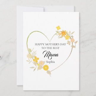 Personalised Mama Name Mother’s Day Floral Heart Card
