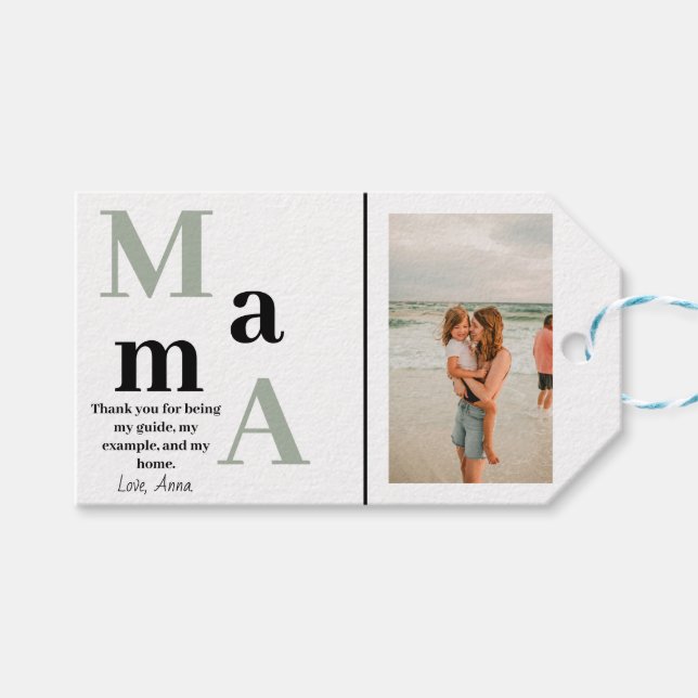 Personalised Mama Photo and Message - Gift Tag (Front (Horizontal))