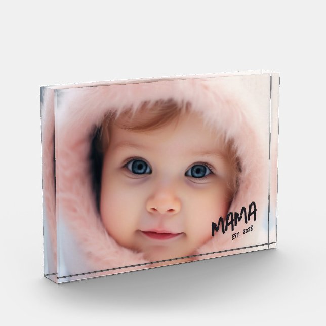 Personalised Mama Photo Custom Year Mum Block (Left)