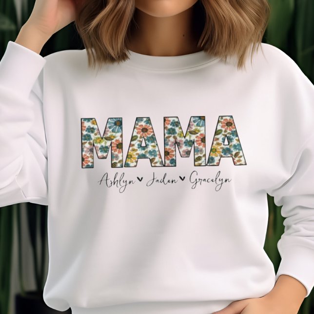 Personalised Mama Retro W/ Kids Names Mothers Day Sweatshirt (Creator Uploaded)