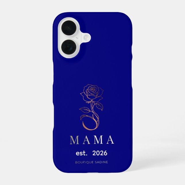 Personalised MAMA Rose Navy Bleu iPhone Case (Back)
