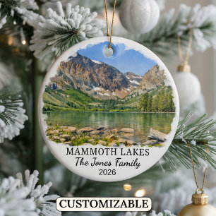 Personalised Mammoth Lakes Ornament, California Ceramic Tree Decoration