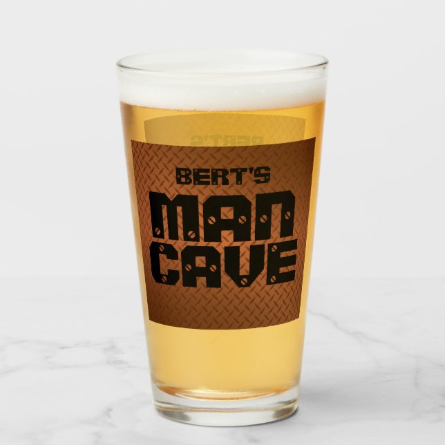 Personalised Man Cave Copper Diamondplate Glass (Front Filled)