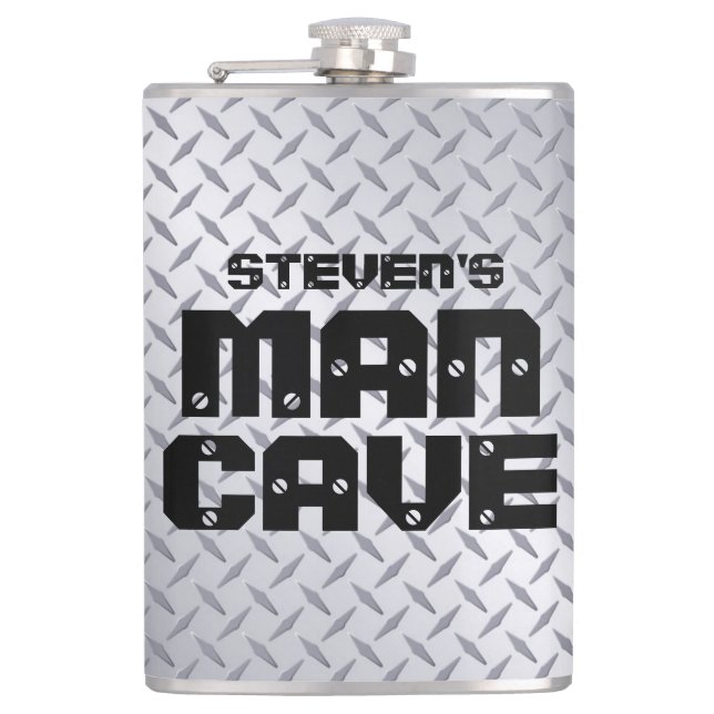 Personalised Man Cave Flask with Stainless (Front)