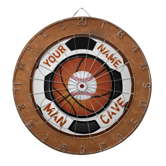 Personalised Man Cave Ideas Sports Theme Dart Dartboard (Front)