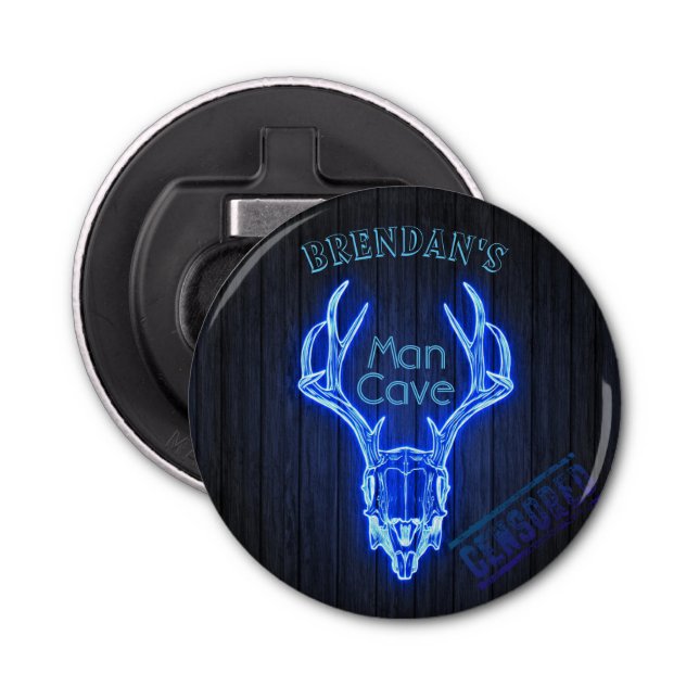 Personalised Man Cave Neon Deer Antlers Cool Bottle Opener (Front)