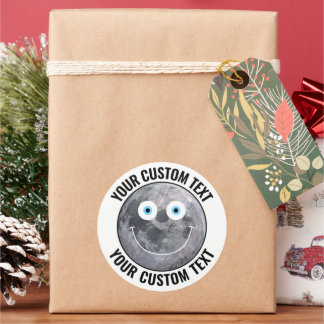 Personalised Man in the Moon Custom Happy Face 3" Classic Round Sticker