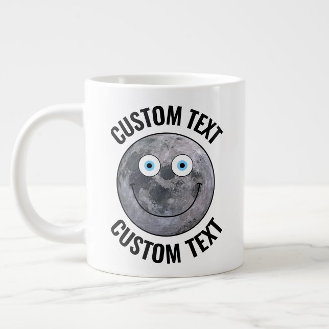 Personalised Man in the Moon Custom Happy Face Large Coffee Mug (Left)
