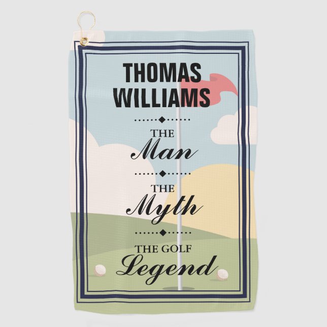Personalised Man Myth Legend Classic Golf Towel (Front)