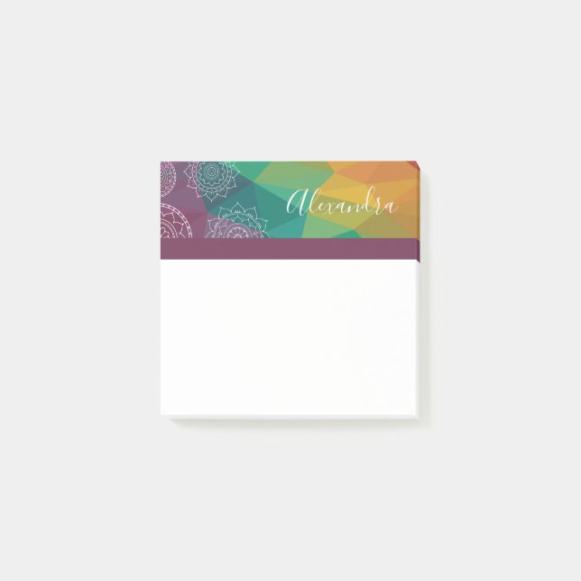 Personalised mandala rainbow post it notes (Front)