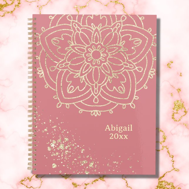 Personalised Mandala Rose Pink Gold Meditation Planner (Creator Uploaded)