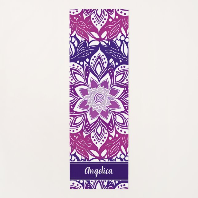 Personalised Mandala Yoga Mat Purple Pink Ombre (Front)
