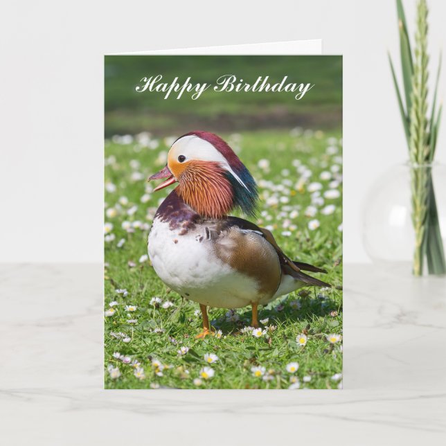 Personalised Mandarin Duck Birthday Card. Card (Front)