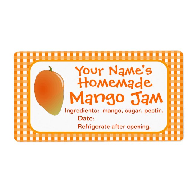 Personalised Mango Jam Canning Jar Labels Stickers (Front)