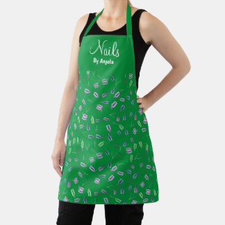 Personalised Manicurist Nail Tech Green Apron