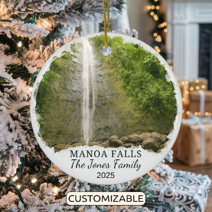 Personalised Manoa Falls Ornament, Hawaii Ceramic Tree Decoration