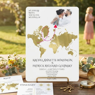 Personalised Map of Love Journey Wedding Invitation