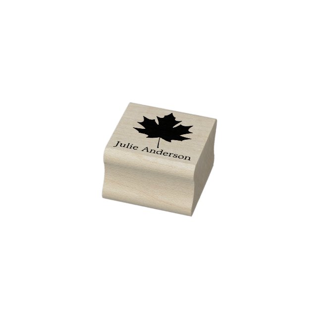 Personalised Maple Leaf wood art rubber stamp (Stamp)