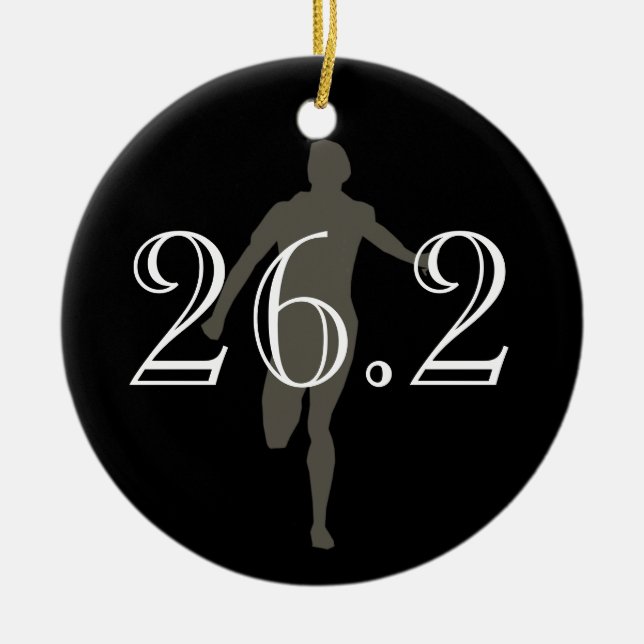 Personalised Marathon Runner 26.2 Keepsake Black Ceramic Tree Decoration (Front)
