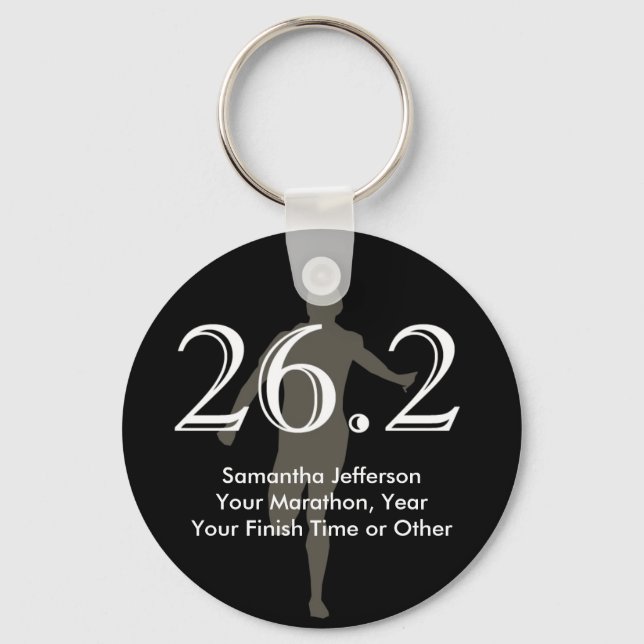 Personalised Marathon Runner 26.2 Keepsake Black Key Ring (Front)