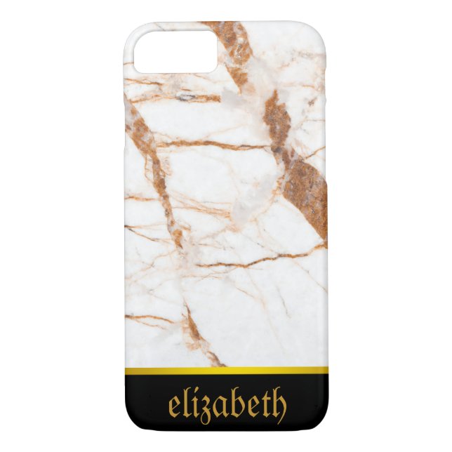 personalised Marble Pattern and Faux Gold Foil Case-Mate iPhone Case (Back)