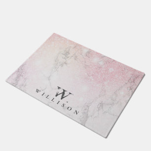 Personalised Marble rose Glitter Doormat