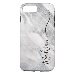 Personalised Marble Swirl Phone Case Silver
