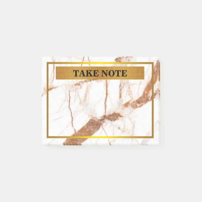 Personalised Marble Take Note with gold border (Front)