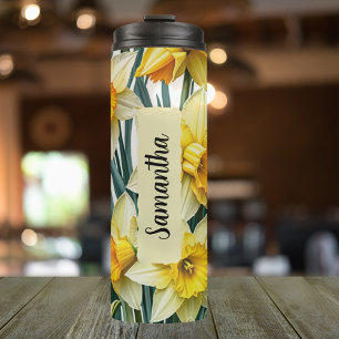 Personalised March Birth Flower Daffodil 16 oz Thermal Tumbler