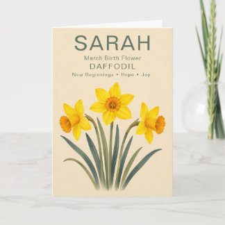 Personalised March Birthday Daffodil Birth Flower Card