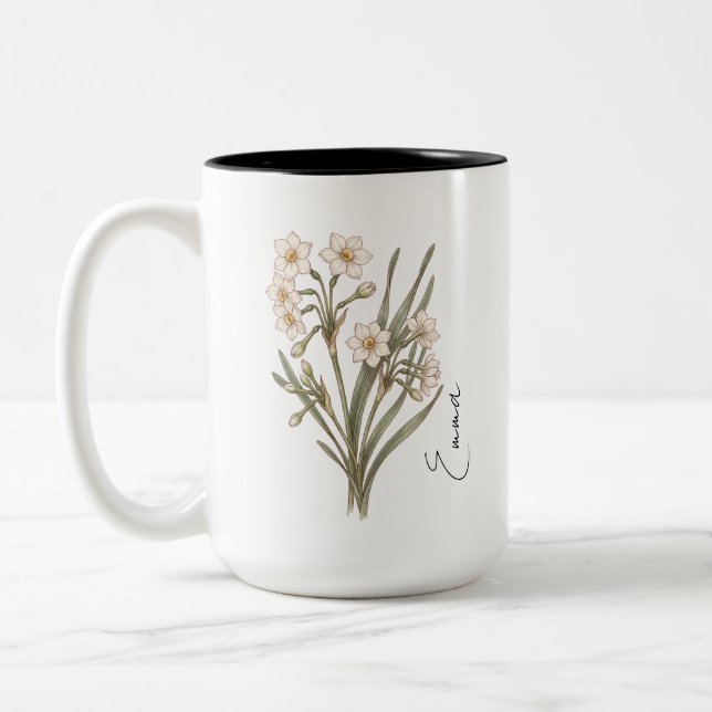 Personalised March Daffodil Birth Flower Mug  (Left)