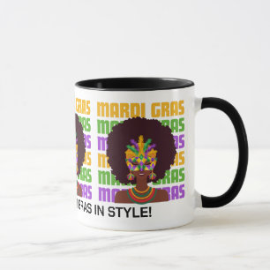 Personalised MARDI GRAS Afro Queen Mug