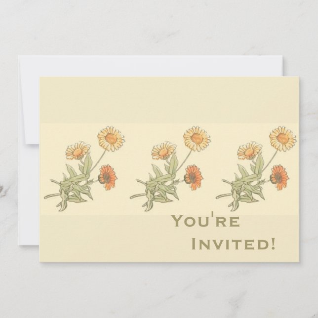 Personalised Marigold Floral Wedding Shower Invitation (Front)