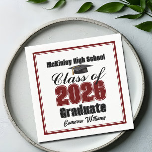 Personalised Maroon Class of 2026 Graduation Party Napkin