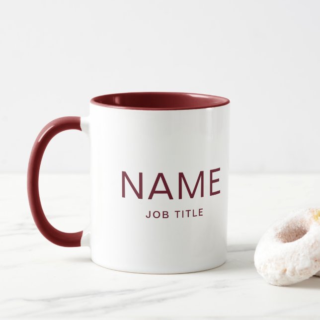 Personalised Maroon Combo Mug with Your Name (With Donut)