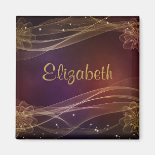 Personalised Maroon Design with Wispy Gold Accents Magnet