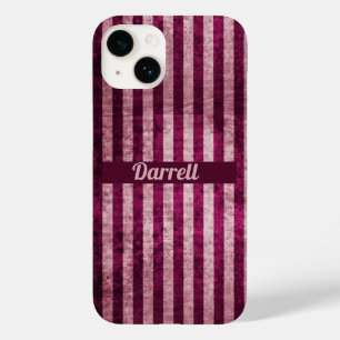 Personalised Maroon & Dusky Pink Stripes Case-Mate iPhone 14 Case