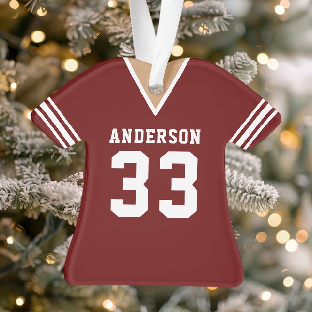 Personalised Maroon Football Jersey Ornament (Creator Uploaded)