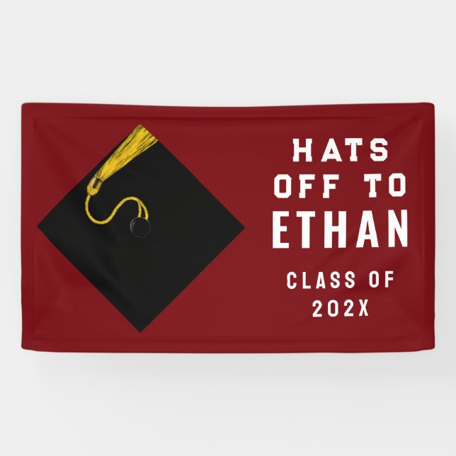 Personalised Maroon Graduation 2025 Banner (Horizontal)