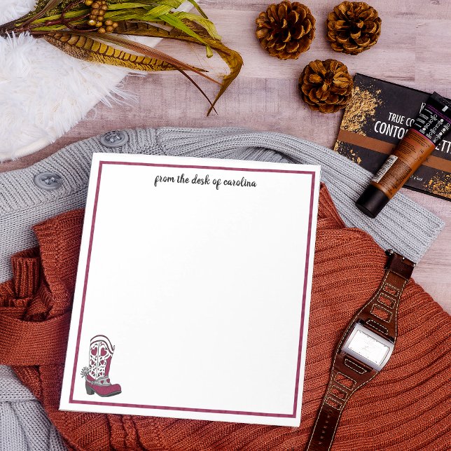 Personalised Maroon Heart Patterned Boot Notepad (Creator Uploaded)