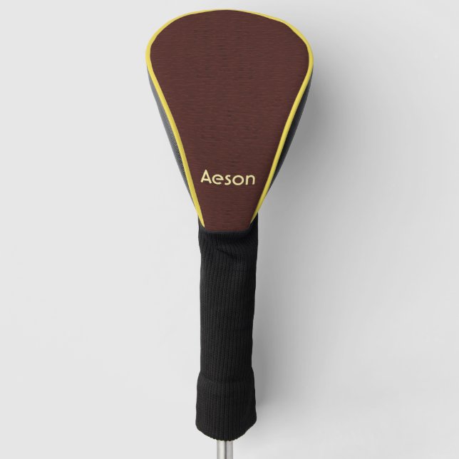 Personalised Maroon Leather-Like Texture Golf Head Cover (Front)